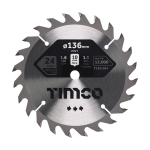 136x10x24T Hand Held Circular Saw Blade Wood/Board Medium Cut Timco