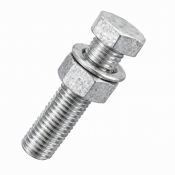 M16x60 Hex Setscrew & Nut & Washer Din933 Hot Dipped Galvanised Gr.8.8 Pack 100