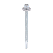 5.5x80 Hex Metal to Heavy Section Steel Self Drilling Screw and Washer Zinc Plated Pack 100