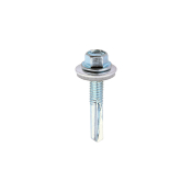 5.5x32 Hex Metal to Heavy Section Steel Self Drilling Screw and Washer Zinc Plated Pack 100