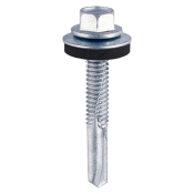 5.5x32 Hex Metal to Heavy Section Steel Self Drilling Screw and Washer Zinc Plated Pack 100