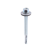 5.5x55 Hex Metal to Heavy Section Steel Self Drilling Screw and Washer Zinc Plated Pack 100