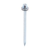 6.3x100 Hex Metal to Timber Slash Point Screw and Washer Zinc Plated Pack 100