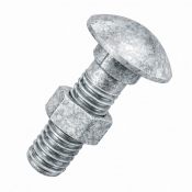 M10x75 Carriage Bolt & Nut DIN 603 Hot Dipped Galvanised Gr.4.6 Pack 100