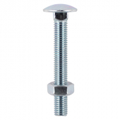 M10x25 Carriage Bolt & Nut DIN 603 Zinc Plated Gr.4.8 Pack 100