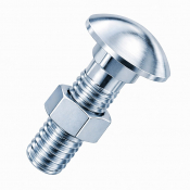 M10x45 Carriage Bolt & Nut DIN 603 Zinc Plated Gr.4.8 Pack 100