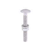 M6x50 Carriage Bolt, Nut & Washers Din603 Silver Pack 10