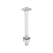 M8x75 Carriage Bolt, Nut & Washers Din603 Silver Pack 10