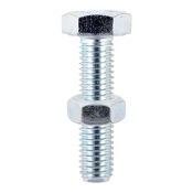 M10x100 Hex Setscrew & Nut Din933 Zinc Plated Gr.8.8 Pack 2