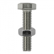 M8x20 Hex Setscrew & Nut DIN 933 A2 Pack 6