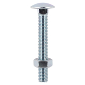 M6x100 Carriage Bolt & Nut DIN 603 Zinc Plated Gr.4.8 Pack 55