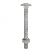 M10x180 Carriage Bolt & Nut DIN 603 Hot Dipped Galvanised Gr.4.8 Pack 25