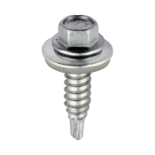 6.3x25 Sheet Metal to Sheet Metal Self Drilling Bi Metal Exterior Stitching Screw and Washer Silver