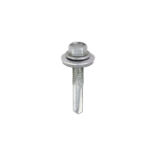 5.5x32 Hex Metal to Heavy Section Steel Self Drilling Exterior Screw and Washer Silver Pack 100