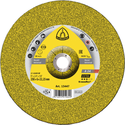 100x6x16 Metal Depressed Centre Grinding Disc A24 EXTRA Klingspor Pack 10