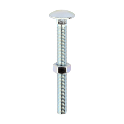 M12x120 Carriage Bolt & Nut DIN 603 Zinc Plated Gr.4.8 Pack 10