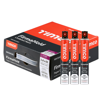 2.8x63 Collated Clipped Angled Nail FirmaGalvanised & 3CFC Fuel Cells FirmaHold Pack 3300