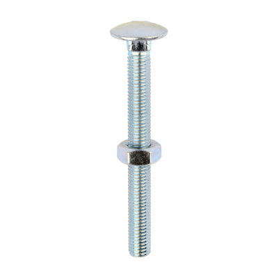 M10x100 Carriage Bolt & Nut DIN 603 Zinc Plated Gr.4.8 Pack 25