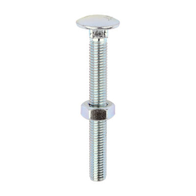 M10x90 Carriage Bolt & Nut DIN 603 Zinc Plated Gr.4.8 Pack 25