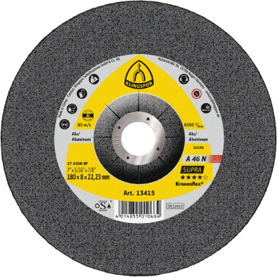 125x6x22.23 Aluminium Depressed Centre Grinding Disc A46N SUPRA Klingspor Pack 10