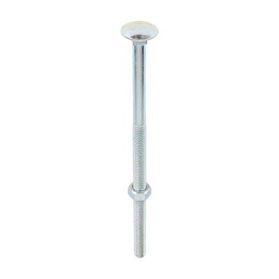 M12x240 Carriage Bolt & Nut DIN 603 Zinc Plated Gr.4.8 Pack 10