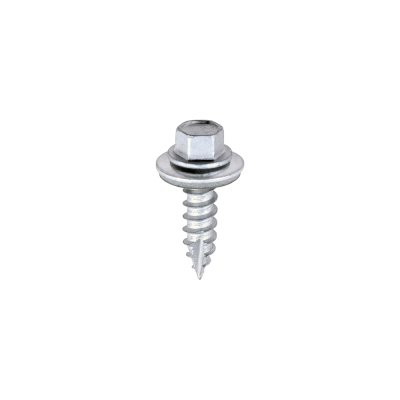 6.3x25 Hex Metal to Timber Slash Point External Screw and Washer Silver Pack 100