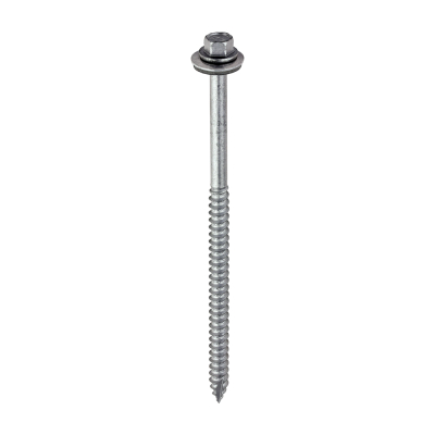 6.3x125 Hex Metal to Timber Slash Point Screw and Washer Zinc Pack 100