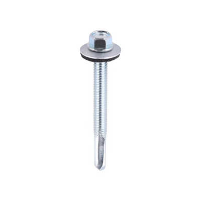 5.5x55 Hex Metal to Heavy Section Steel Self Drilling Screw and Washer Zinc Plated Pack 100