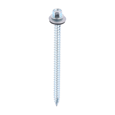 6.3x100 Hex Metal to Timber Slash Point Screw and Washer Zinc Plated Pack 100