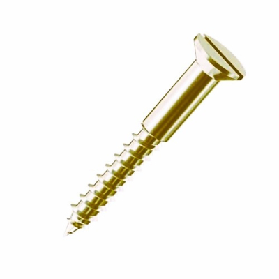 No12x2 Slotted Countersunk Woodscrew Brass Pack 100