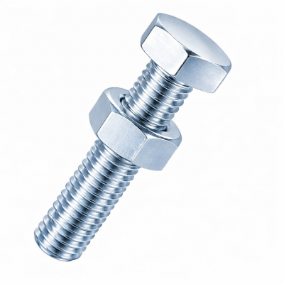 M10x20 Hex Setscrew & Nut Din933 Zinc Plated Gr.8.8 Pack 40