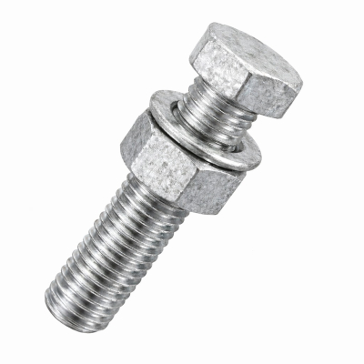 M16x35 Hex Setscrew & Nut & Washer Din933 Hot Dipped Galvanised Gr.8.8 Pack 100