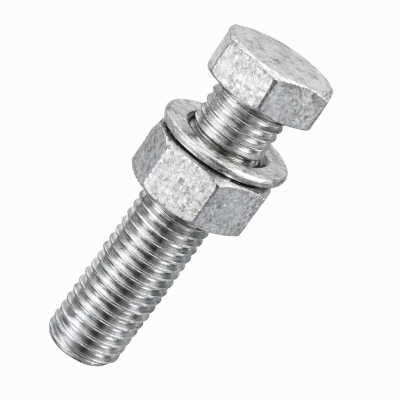 M20x55 Hex Setscrew & Nut & Washer Din933 Hot Dipped Galvanised Gr.8.8 Pack 50