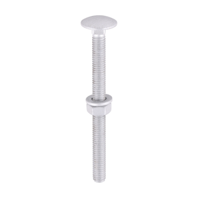 M6x75 Carriage Bolt, Nut & Washers Din603 Silver Pack 10