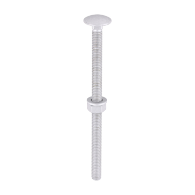 M6x100 Carriage Bolt, Nut & Washers Din603 Silver Pack 10