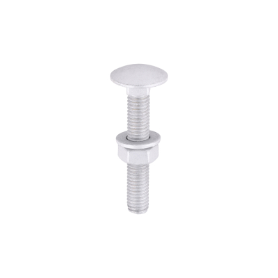M8x50 Carriage Bolt, Nut & Washers Din603 Silver Pack 10