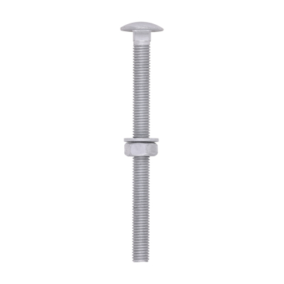 M10x130 Carriage Bolt, Nut & Washers Din603 Silver Pack 10