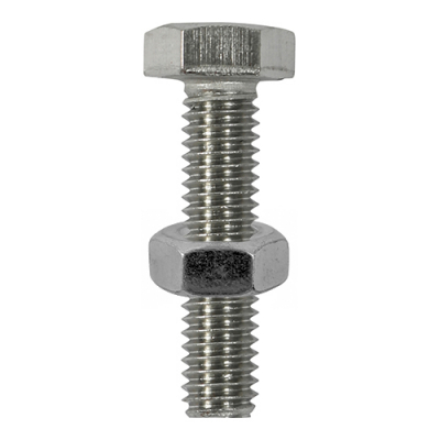 M8x40 Hex Setscrew & Nut Din933 A2 Pack 2