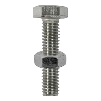 M10x100 Hex Setscrew & Nut Din933 A2 Pack 2
