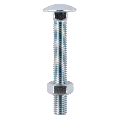 M10x100 Carriage Bolt & Nut Din603 Zinc Plated Gr.4.8 Pack 24
