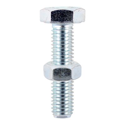 M10x50 Hex Setscrew & Nut Din933 Zinc Plated Gr.8.8 Pack 25