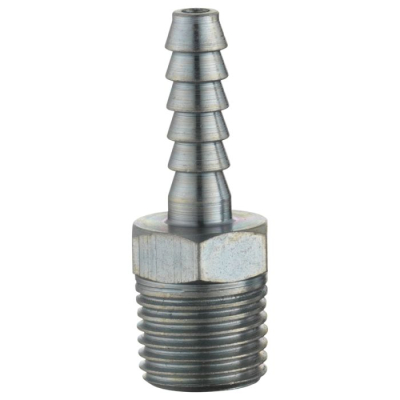 Male Hose Tail Connector, Male Thread BSP Tapered 1/4, HoseTail 4.75mm (3/16) i/d Hose