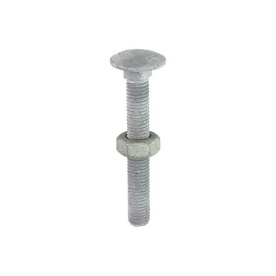 M10x75 Carriage Bolt & Nut DIN 603 Hot Dipped Galvanised Gr.4.8 Pack 50
