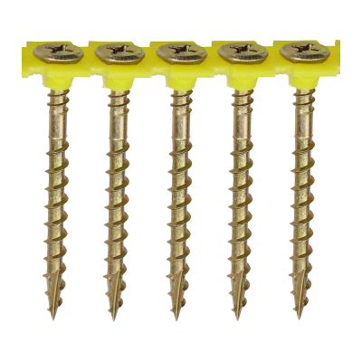 4.2x50 Collated Phillips Countersunk Chipboard Screw Zinc & Yellow Plated Timco Solo Range Pack 1000