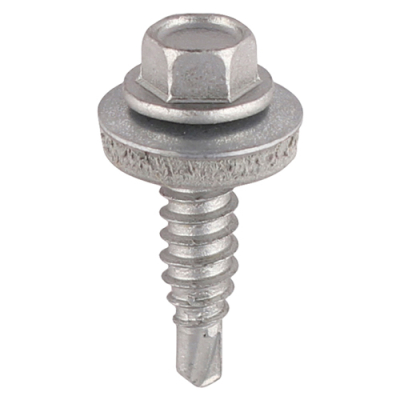 6.3x22 Sheet Metal to Sheet Metal Self Drilling Bi Metal Exterior Stitching Screw and Washer Silver