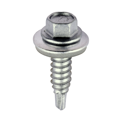 6.3x25 Sheet Metal to Sheet Metal Self Drilling Bi Metal Exterior Stitching Screw and Washer Silver