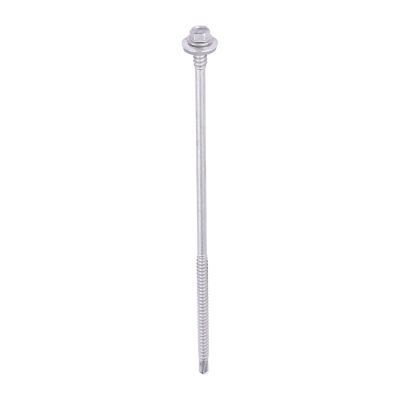 5.5/6.3x180 Hex Composite Panel to Light Section Steel Exterior Self Drilling Screw and Washer Silve