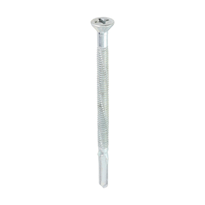 5.5x85 Countersunk Wood to Heavy Section Steel Wing Tip Exterior S/D Screw Bi Metal/Silver Pack 100