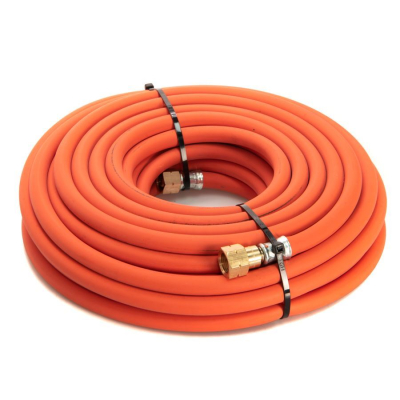 6mm Propane Fitted Hose 20Mtr 3/8Inch Check Valve Orange