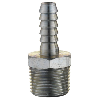 Male Hose Tail Connector, Male Thread BSP Tapered 3/8, HoseTail 6.35mm (1/4) i/d Hose